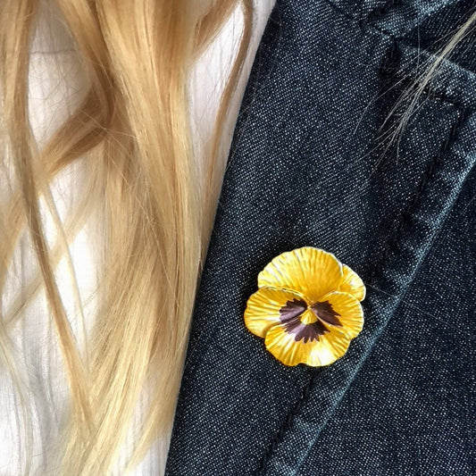 Pansy Yellow Flower Brooch