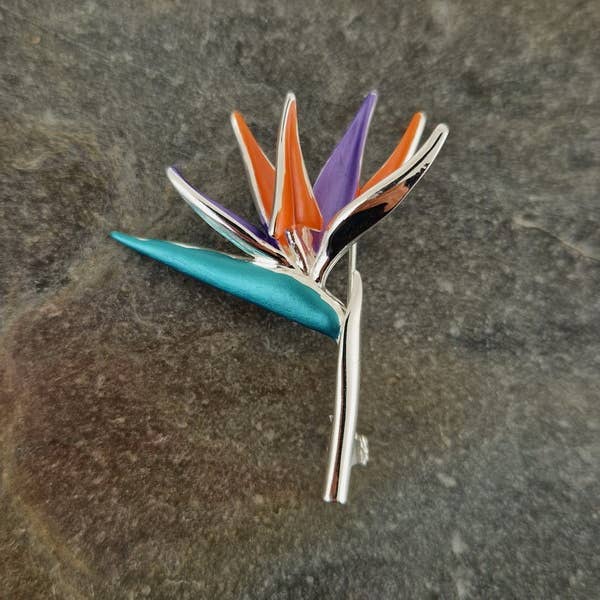 Bird of Paradise Brooch Silver Plated