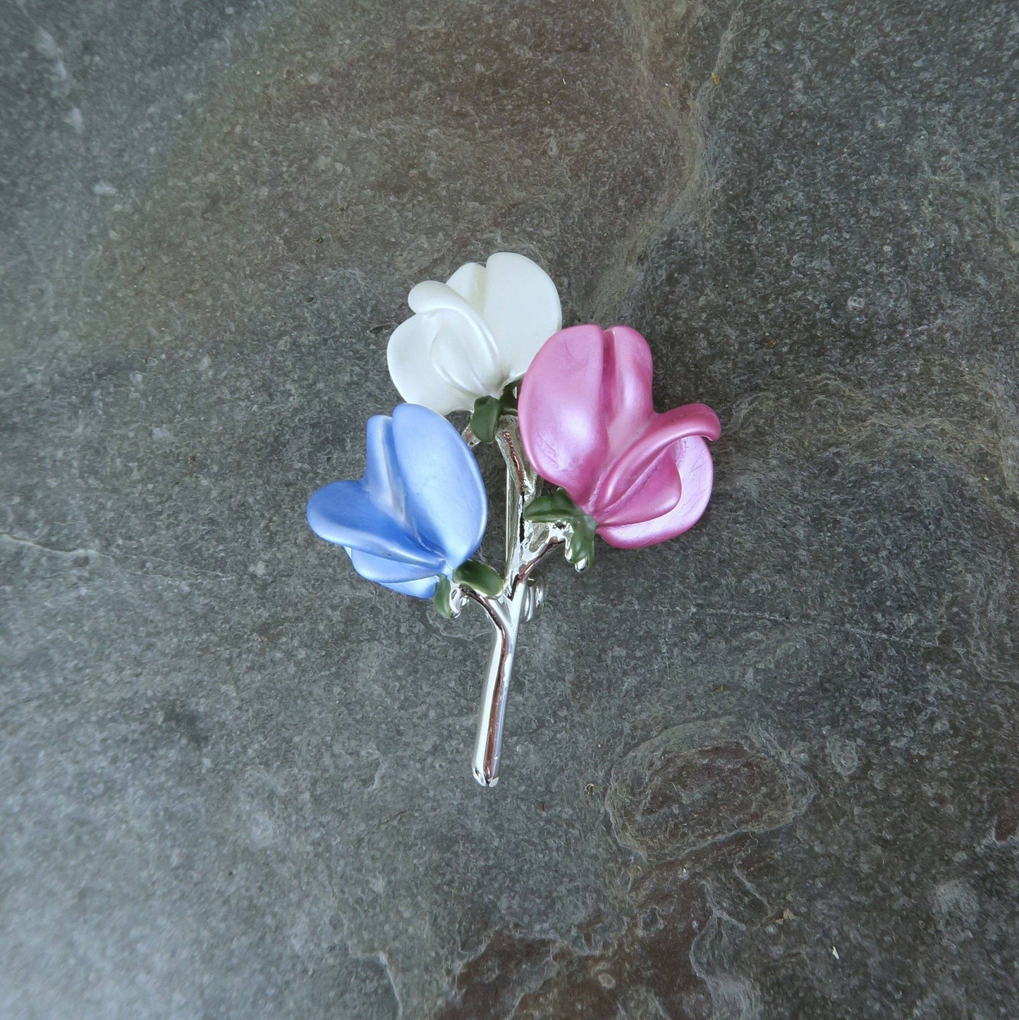 Sweet Pea Multi Colour Flower Brooch
