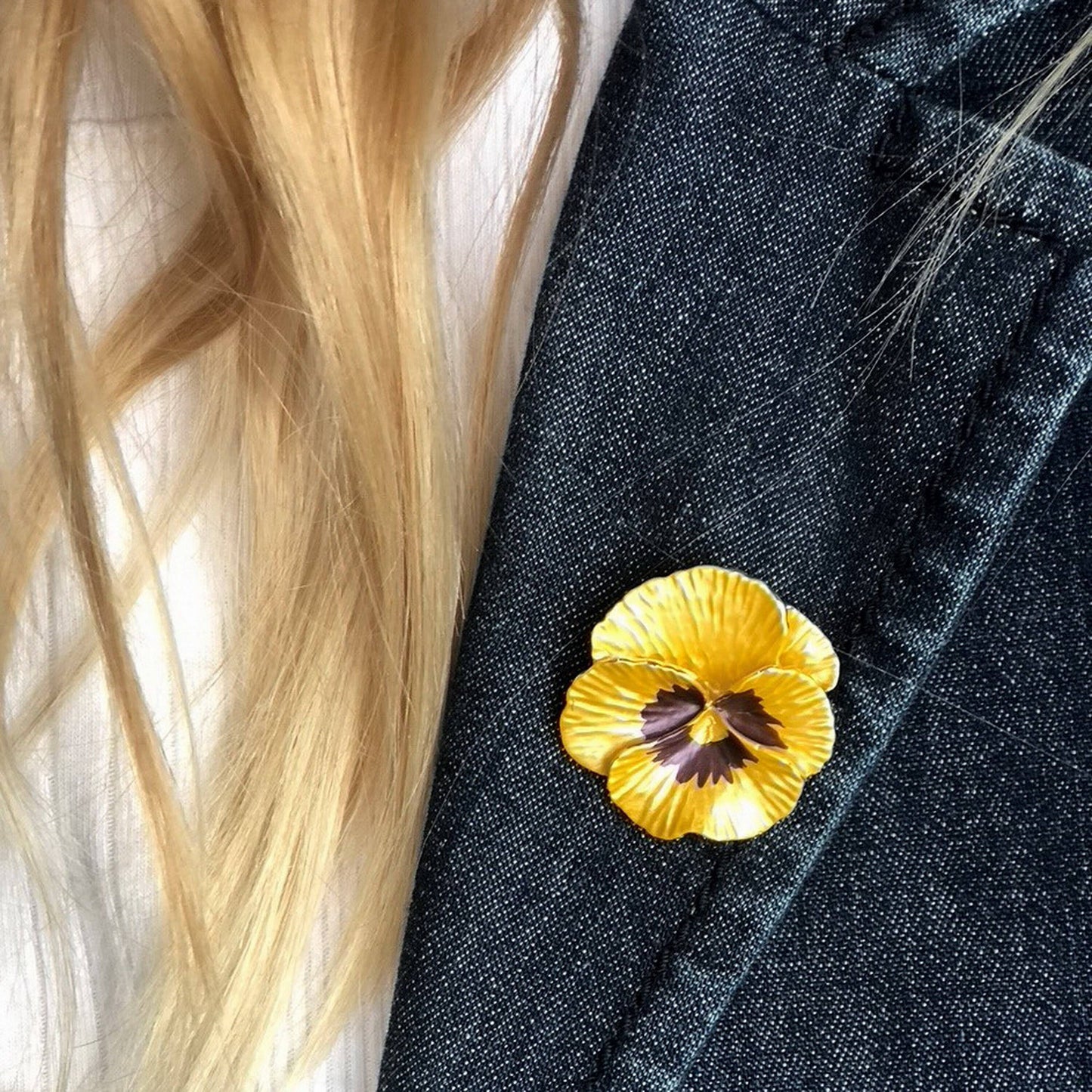 Pansy Yellow Flower Brooch