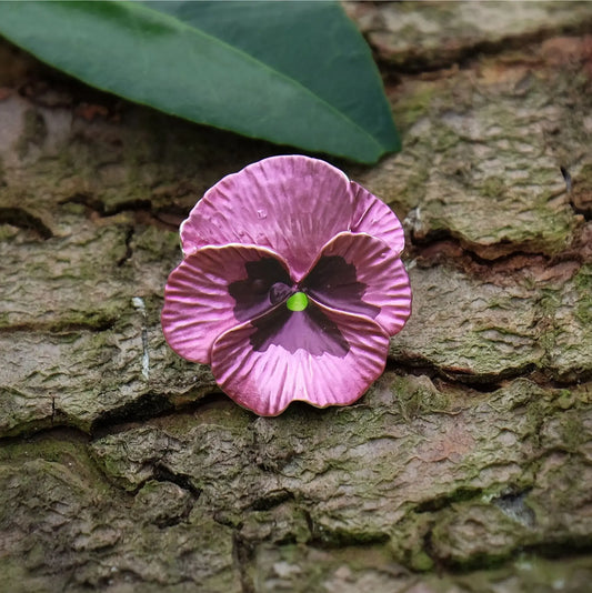 Pansy Pink Flower Brooch