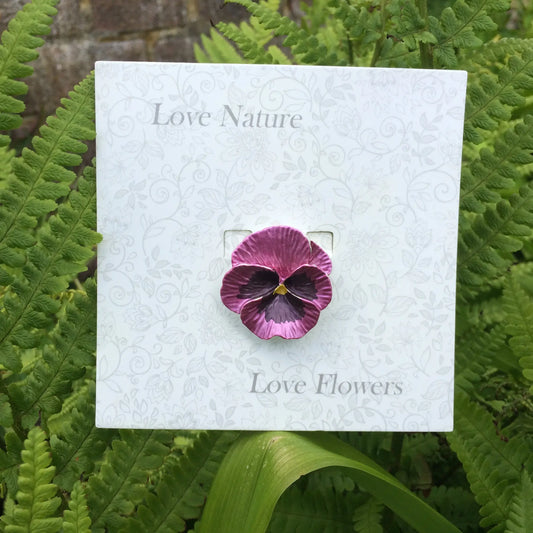 Pansy Pink Flower Brooch