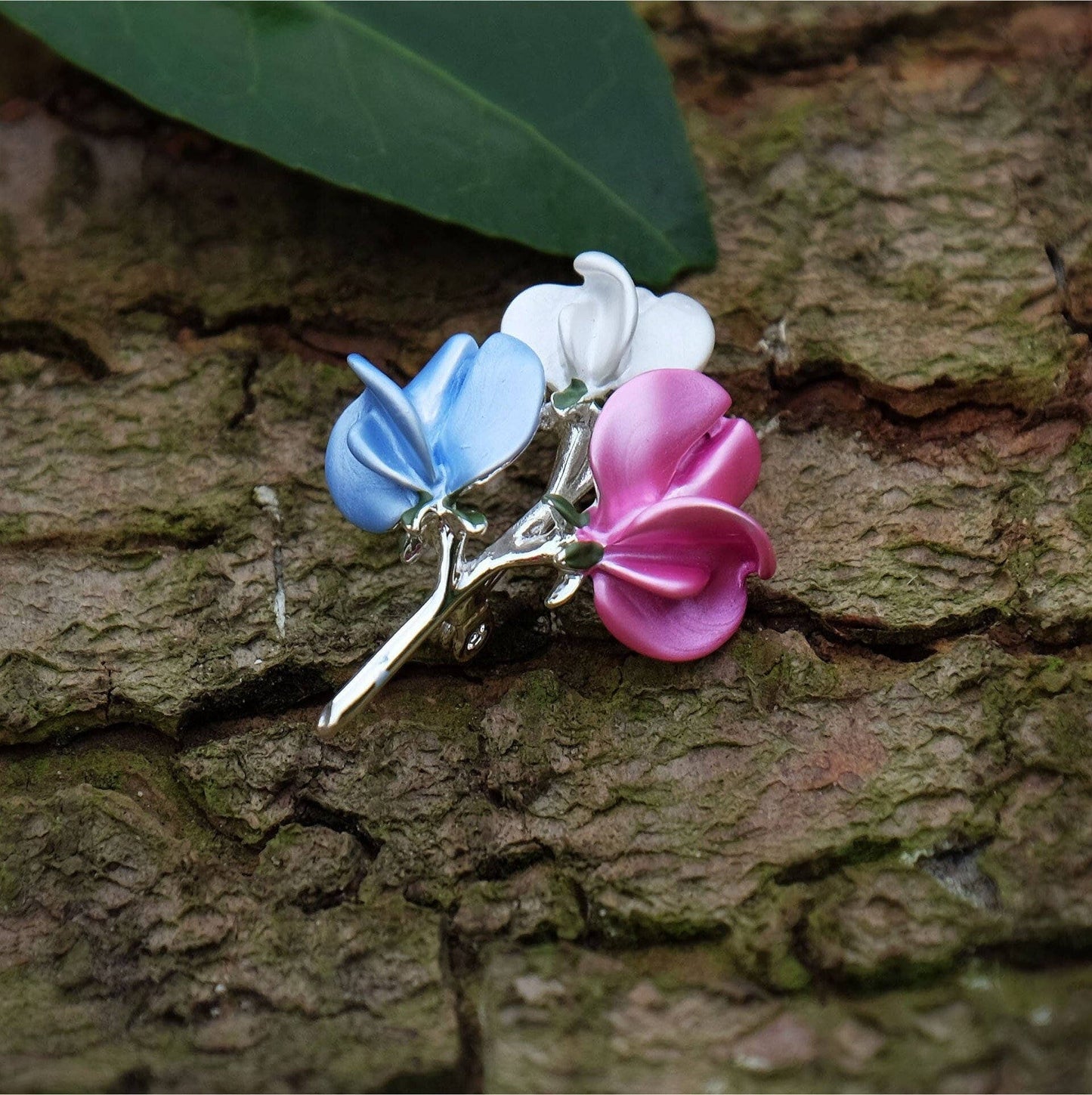 Sweet Pea Multi Colour Flower Brooch
